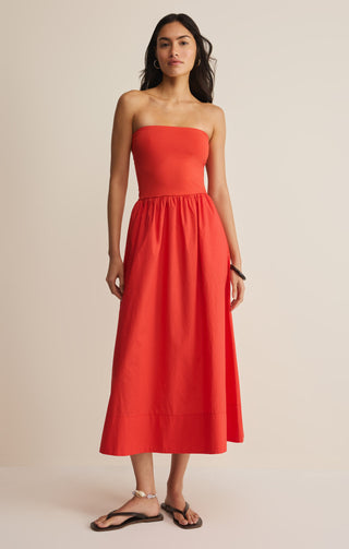 Z Supply Sunsought strapless midi dress in lychee