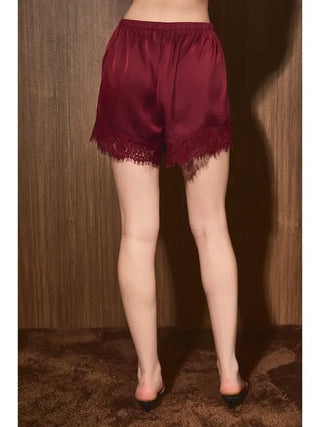 Sailor Lace Trim Shorts Burgundy