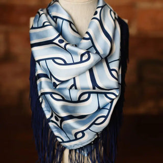 Game Day Fringe Scarf Columbia and Navy