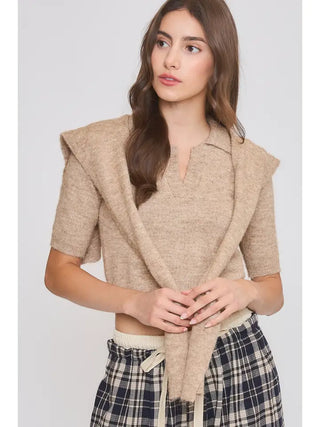 Rylee Tie Sweater Taupe