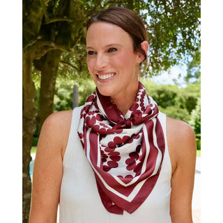 Lucy Floral Scarf Maroon White