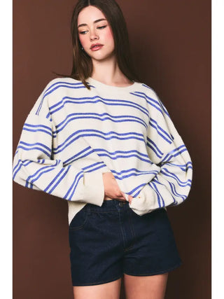 LE LIS | Coastal Stripe Sweater | White/Blue