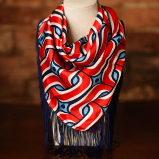 Game Day Fringe Scarf Red and Blue