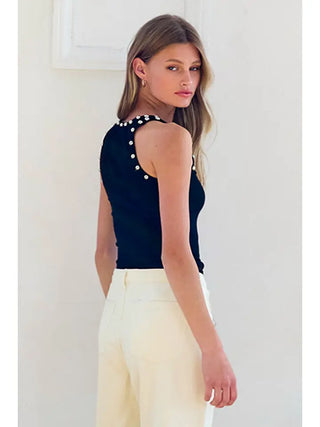 Raisonnel | Sleevless Stud Detailed Tank Top Black