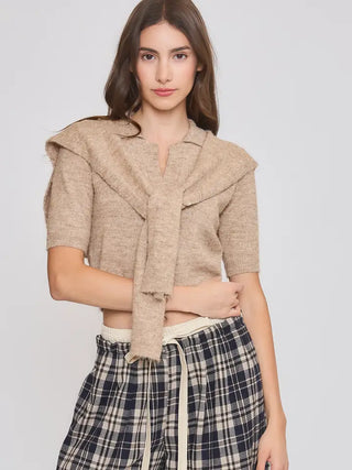 Rylee Tie Sweater Taupe