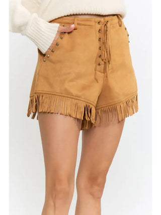 Taryn Studded Shorts Camel