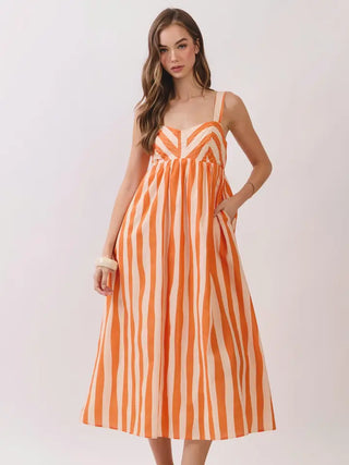 Sunset Stroll Stripe Midi Dress