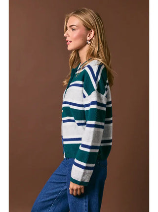 LE LIS | Harper Stripe Cardigan Green