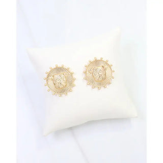 Carmen Coin Bulldog Earrings Gold
