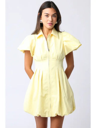 Melissa Bubble Mini Dress - Yellow