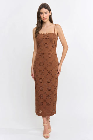 Ainsley Suede Midi Dress Brown
