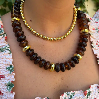 Gemelli | Rowell Beaded Disc Necklace Tortoise