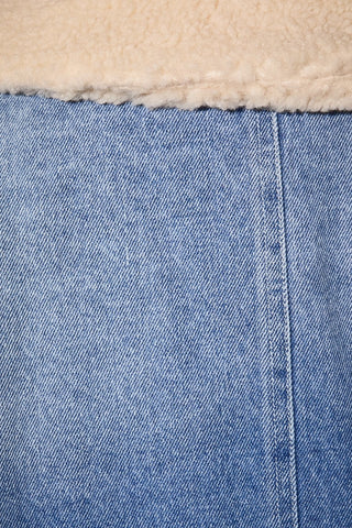 Sophie Fur Collar Jacket Denim and Cream