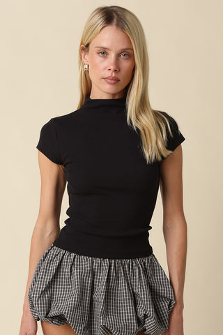 Anora Neck Knit Top Black
