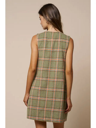 Mae Plaid Dress Olive Brick