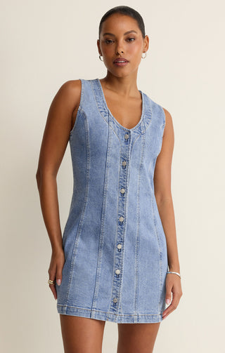 Z Supply Jolie Denim Seamed Mini Dress, denim mini dress