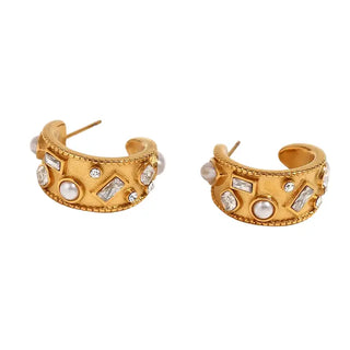 DEEP SOUTH ORIGINALS | Pearl Crystal Hoop Earrings
