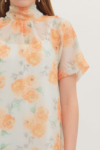 ENTRO | Mist Floral Midi Dress Orange