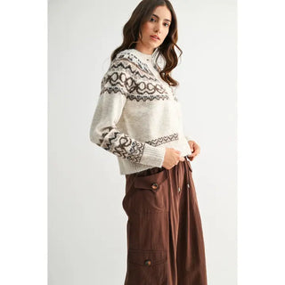 Amanda Nordic Cardigan Oatmeal Brown