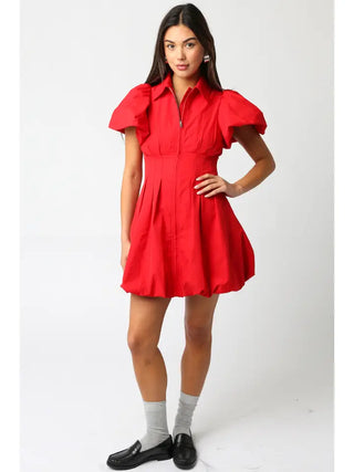Melissa Bubble Mini Dress - Red