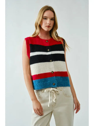 Jolie Sweater Multicolor Striped Vest
