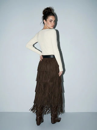 Courtney Fringe Skirt Brown