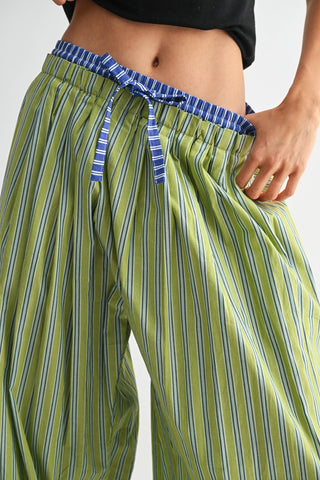 CAMELLIA | Seaside Stripe Wide-Leg Pants - Green