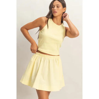 Sprinters Ribbed Skirt Set | Pale Yellow