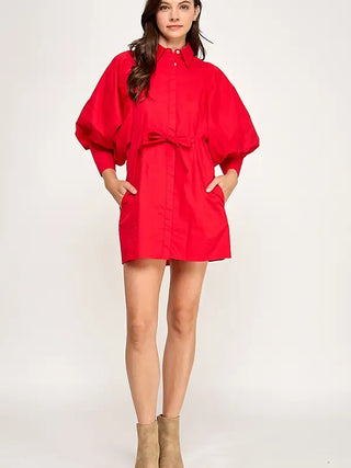 Remi Shirt Mini Dress Red