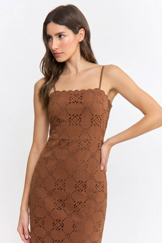 Ainsley Suede Midi Dress Brown