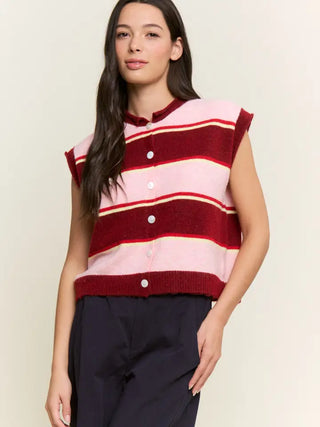 Marlow Sweater Vest Burgundy Combo