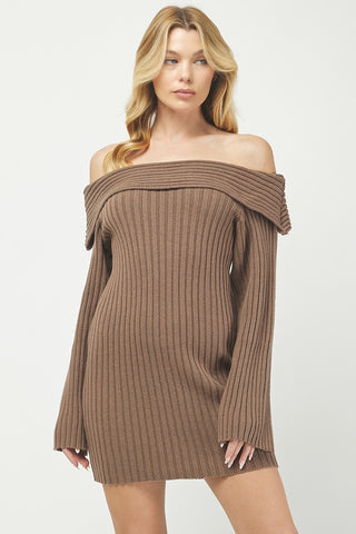 Lyla Sweater Mini Dress Brown