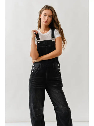 Quinn Denim Overalls Washed Black