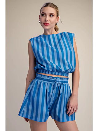 GLAM | Charlie Stripe Padded Set - Blue