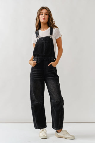Quinn Denim Overalls Washed Black