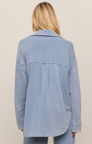 Z SUPPLY All Day Knit Denim Jacket Ocean Air Indigo