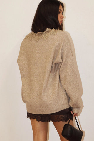 Elodie Lace Sweater Oatmeal