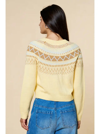 Fair Isle Pattern Cardigan Lemon