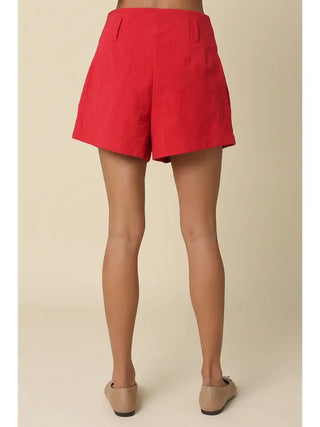 OLIVACEOUS | Mila High-Waist Tailored Shorts Red