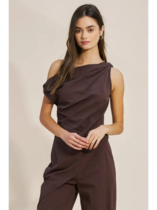 Fallon One-Shoulder Top Brown