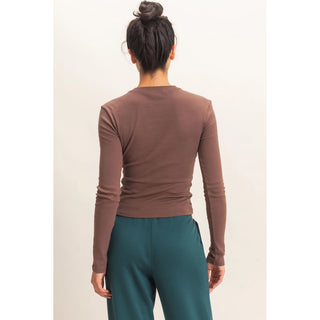 Simply Put Long Sleeve Top Dk. Brown