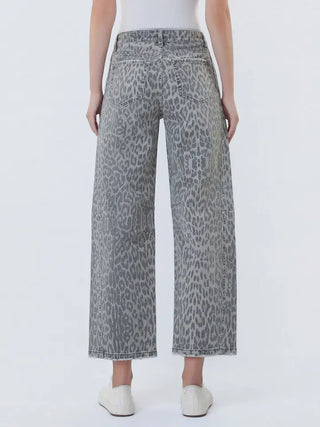 Kelly Leopard Barrel Jeans Grey Leopard