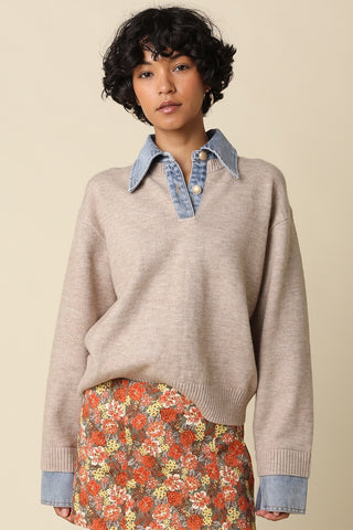 Emely Contrast Knit Sweater