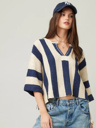 The Walker Knit Navy Stripe