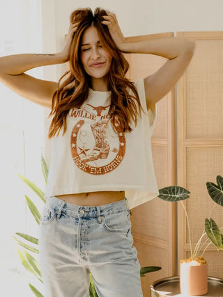Livylu | Willie Nelson Ut Longhorns Boot Off White Muscle Tank