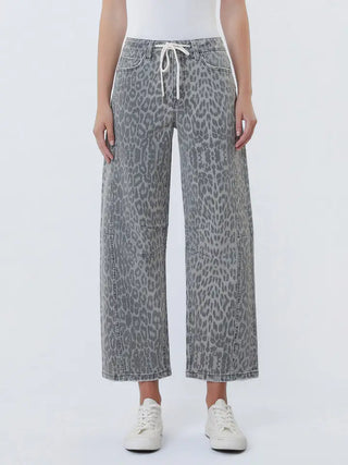 Kelly Leopard Barrel Jeans Grey Leopard