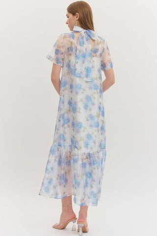 ENTRO | Mist Floral Midi Dress Blue