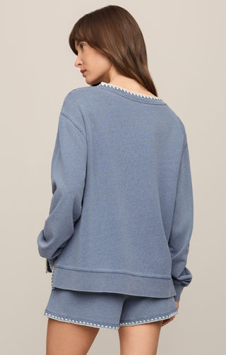 Z Supply | Cam Knit Denim Whipstitch Top Santorini