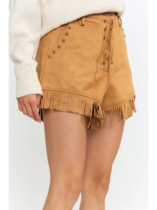 Taryn Studded Shorts Camel