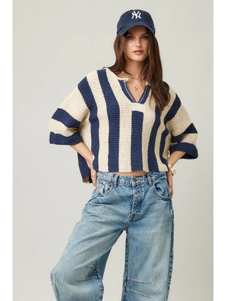 The Walker Knit Navy Stripe